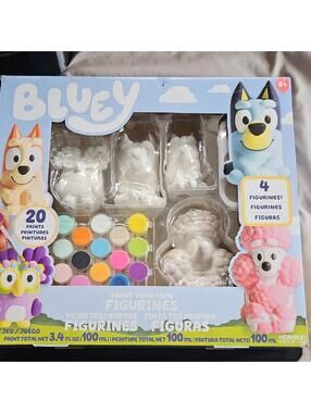 Horizon Group USA Bluey Paint Your Own Figurines Kit - 4 Figurines, Paints